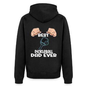 Best Pickleball Dad Ever - Unisex Premium Bio Zip Hoodie - Schwarz - Hinten - Nico (187cm)