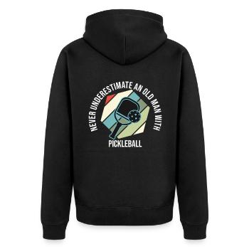 Never Underestimate An Old Man With Pickleball - Unisex Premium Bio Zip Hoodie - Schwarz - Hinten - Nico (187cm)