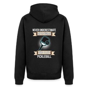 Old Woman Who Plays Pickleball - Unisex Premium Bio Zip Hoodie - Schwarz - Hinten - Nico (187cm)
