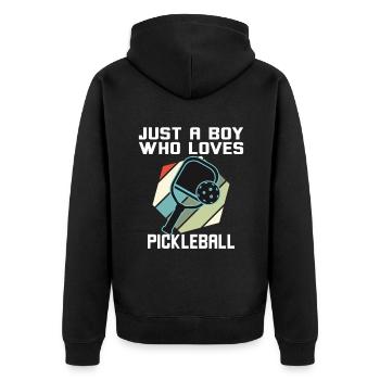 Juste un garçon qui aime le pickleball - Veste à capuche bio Premium Unisexe - noir - Dos - Nico (187cm)