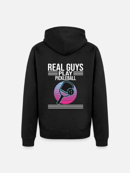 Real Guys Play Pickleball - Unisex Premium Organic Zip Hoodie - black