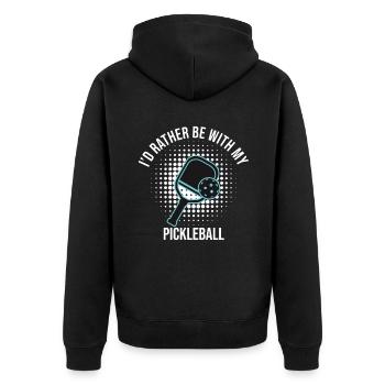 Je préfère être avec mon pickleball - Veste à capuche bio Premium Unisexe - noir - Dos - Nico (187cm)