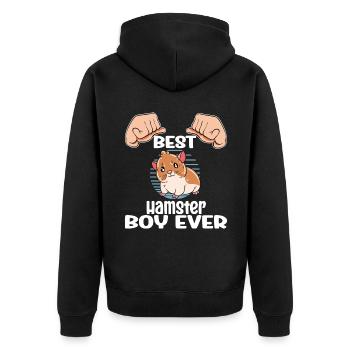 Je préfère être avec mon hamster - Veste à capuche bio Premium Unisexe - noir - Dos - Nico (187cm)
