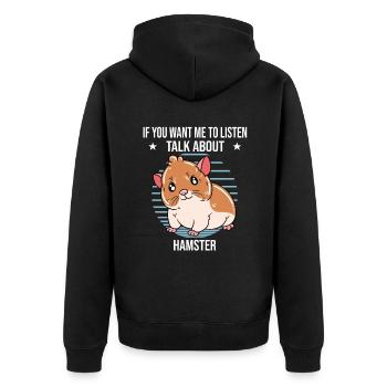 I'd Rather Be With My Hamster - Unisex Premium Organic Zip Hoodie - black - Back - Nico (187cm)