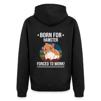 I'd Rather Be With My Hamster - Unisex Premium Bio Zip Hoodie - Schwarz - Hinten - Nico (187cm)