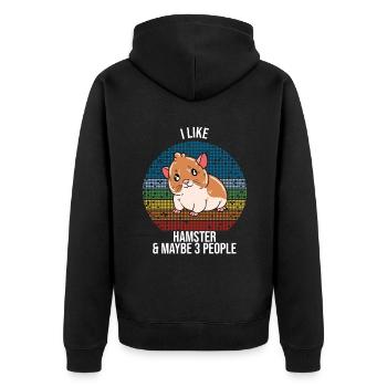 I'd Rather Be With My Hamster - Unisex Premium Organic Zip Hoodie - black - Back - Nico (187cm)