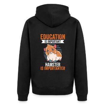 I'd Rather Be With My Hamster - Unisex Premium Organic Zip Hoodie - black - Back - Nico (187cm)