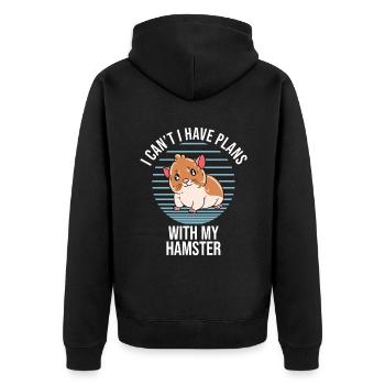 I'd Rather Be With My Hamster - Unisex Premium Organic Zip Hoodie - black - Back - Nico (187cm)