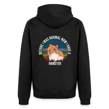 I'd Rather Be With My Hamster - Unisex Premium Bio Zip Hoodie - Schwarz - Hinten - Nico (187cm)