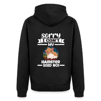 I'd Rather Be With My Hamster - Unisex Premium Bio Zip Hoodie - Schwarz - Hinten - Nico (187cm)