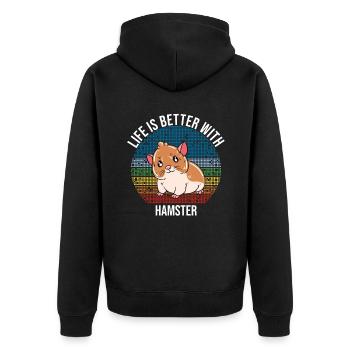 I'd Rather Be With My Hamster - Unisex Premium Organic Zip Hoodie - black - Back - Nico (187cm)