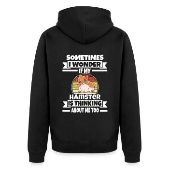 I'd Rather Be With My Hamster - Unisex Premium Organic Zip Hoodie - black - Back - Nico (187cm)