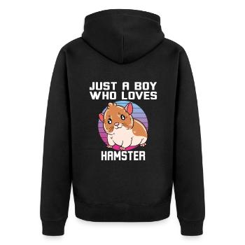 I'd Rather Be With My Hamster - Unisex Premium Organic Zip Hoodie - black - Back - Nico (187cm)