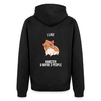 I'd Rather Be With My Hamster - Unisex Premium Bio Zip Hoodie - Schwarz - Hinten - Nico (187cm)