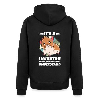 Je préfère être avec mon hamster - Veste à capuche bio Premium Unisexe - noir - Dos - Nico (187cm)