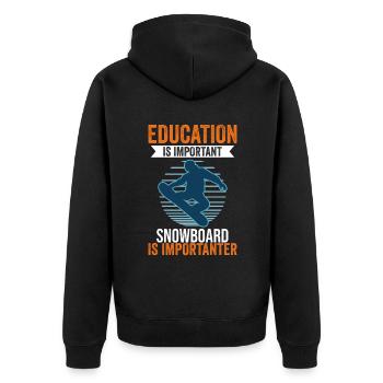 L’éducation est importante Le snowboard est plus important - Veste à capuche bio Premium Unisexe - noir - Dos - Nico (187cm)