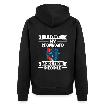 Snowboard J'aime mon snowboard plus que les gens - Veste à capuche bio Premium Unisexe - noir - Dos - Nico (187cm)