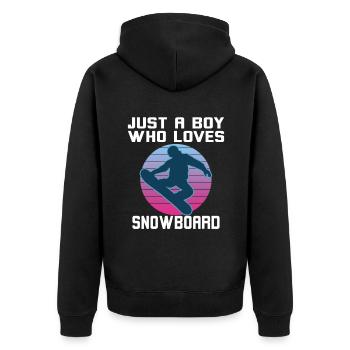 Juste un garçon qui aime le snowboard - Veste à capuche bio Premium Unisexe - noir - Dos - Nico (187cm)