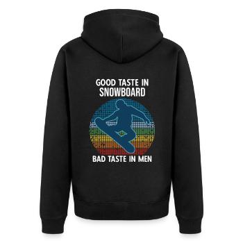 Good Taste In Snowboard Bad Taste Im Men - Unisex Premium Bio Zip Hoodie - Schwarz - Hinten - Nico (187cm)