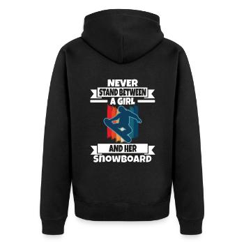 Ne vous tenez jamais entre une fille et son snowboard - Veste à capuche bio Premium Unisexe - noir - Dos - Nico (187cm)