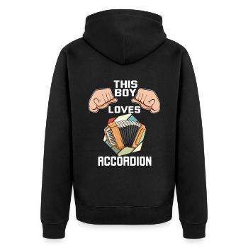 Ce garçon aime l’accordéon - Veste à capuche bio Premium Unisexe - noir - Dos - Nico (187cm)
