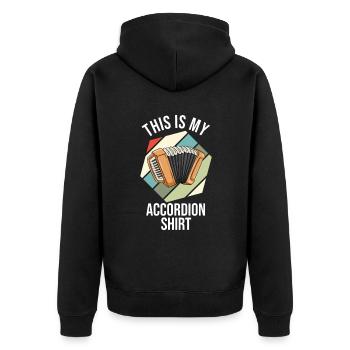 Ceci est ma chemise accordéon - Veste à capuche bio Premium Unisexe - noir - Dos - Nico (187cm)