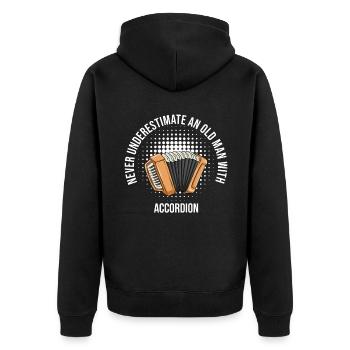 Ne sous-estimez jamais un vieil homme avec accordéon - Veste à capuche bio Premium Unisexe - noir - Dos - Nico (187cm)