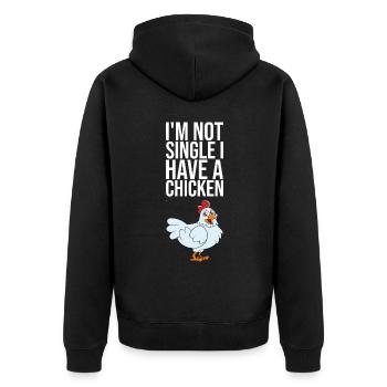 Je ne suis pas célibataire J’ai un poulet - Veste à capuche bio Premium Unisexe - noir - Dos - Nico (187cm)
