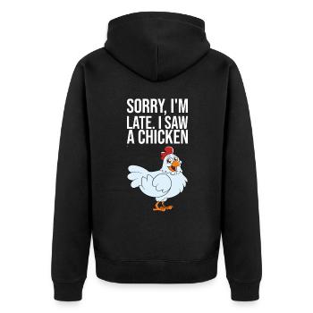 Désolé à la fin j’ai vu un poulet - Veste à capuche bio Premium Unisexe - noir - Dos - Nico (187cm)