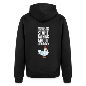 Peut spontanément commencer à parler de poulets - Veste à capuche bio Premium Unisexe - noir - Dos - Nico (187cm)