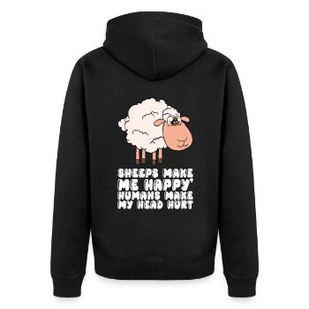 Les moutons me rendent heureux - Veste à capuche bio Premium Unisexe - noir - Dos - Nico (187cm)