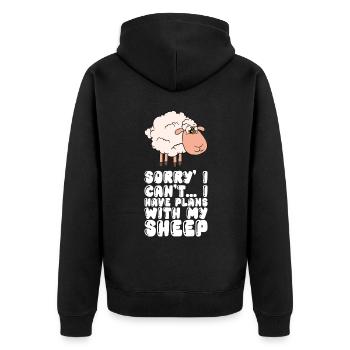I have plans with my sheep - Unisex Premium Organic Zip Hoodie - black - Back - Nico (187cm)