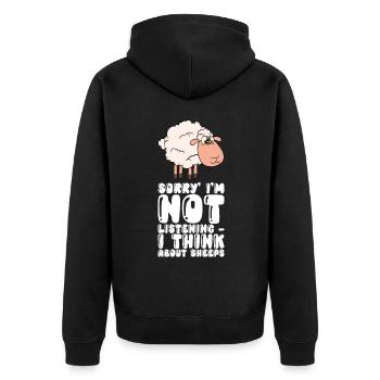I'm not listening, I'm thinking of sheep - Unisex Premium Organic Zip Hoodie - black - Back - Nico (187cm)