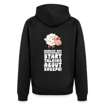 Peut spontanément commencer à parler de moutons - Veste à capuche bio Premium Unisexe - noir - Dos - Nico (187cm)