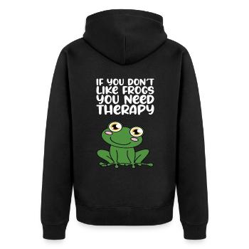 Wenn Sie Keine Frösche Mögen - Unisex Premium Bio Zip Hoodie - Schwarz - Hinten - Nico (187cm)