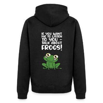 Talk about frogs - Unisex Premium Organic Zip Hoodie - black - Back - Nico (187cm)