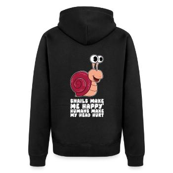 Schnecken machen mich glücklich - Unisex Premium Bio Zip Hoodie - Schwarz - Hinten - Nico (187cm)