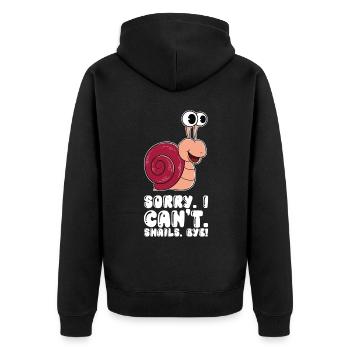 I can't say goodbye to snails - Unisex Premium Organic Zip Hoodie - black - Back - Nico (187cm)