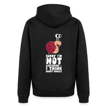 Ich Höre Nicht Zu Ich Denke An Schnecken - Unisex Premium Bio Zip Hoodie - Schwarz - Hinten - Nico (187cm)