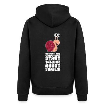 Kann Spontan Anfangen, Über Schnecken Zu Reden - Unisex Premium Bio Zip Hoodie - Schwarz - Hinten - Nico (187cm)