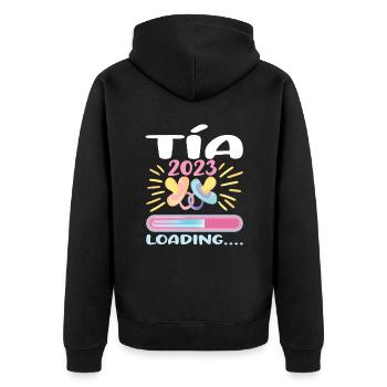 Tía 2023 - Unisex Premium Bio Zip Hoodie - Schwarz - Hinten - Nico (187cm)