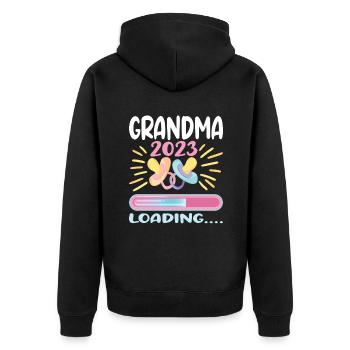 Grandma 2023 Loading - Unisex Premium Organic Zip Hoodie - black - Back - Nico (187cm)