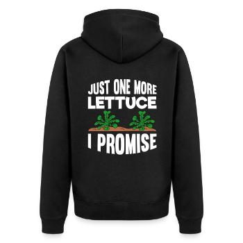 Just One More Lettuce I Promise - Unisex Premium Bio Zip Hoodie - Schwarz - Hinten - Nico (187cm)