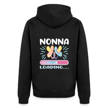 Nonna 2023 Nonna Loading.... - Unisex Premium Bio Zip Hoodie - Schwarz - Hinten - Nico (187cm)