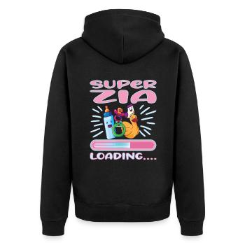 Super Zia 2023 Loading... - Unisex Premium Bio Zip Hoodie - Schwarz - Hinten - Nico (187cm)