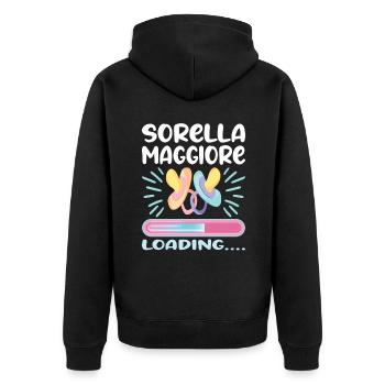 Sorella Maggiore 2023 - Unisex Premium Bio Zip Hoodie - Schwarz - Hinten - Nico (187cm)