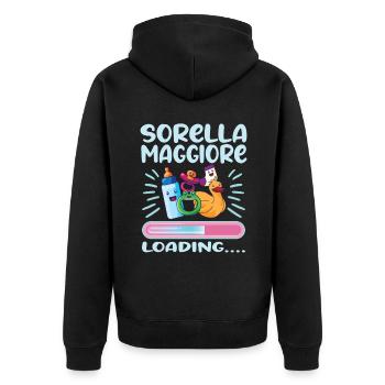 Sorella Maggiore 2023 - Unisex Premium Bio Zip Hoodie - Schwarz - Hinten - Nico (187cm)