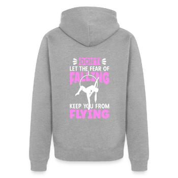 Don't Let The Fear Of Falling Keep You From Flying - Unisex Premium Bio Zip Hoodie - Grau meliert - Hinten - Nico (187cm)