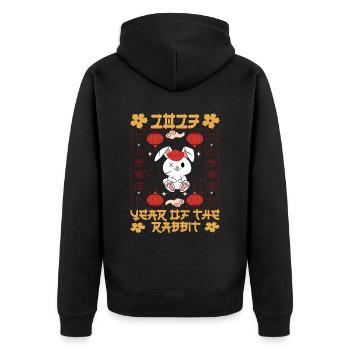 Year Of The Rabbit 2023 Chinese New Year 2023 - Unisex Premium Organic Zip Hoodie - black - Back - Nico (187cm)