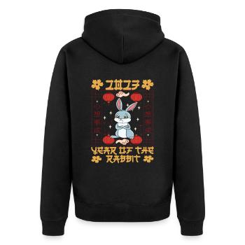 Year Of The Rabbit 2023 Chinese New Year 2023 - Unisex Premium Organic Zip Hoodie - black - Back - Nico (187cm)